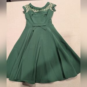 Tatyana Emerald Green Dress with Lattice Detail